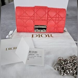 Dior Lady Dior Coral Lambskin Clutch/WOC